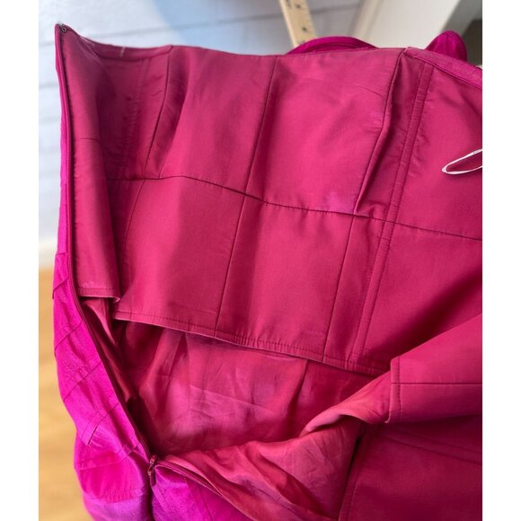 Anthropologie 10 Stretch SILK Sculptural Dress Fit & Flare Strapless Hot Pink - Picture 8 of 12